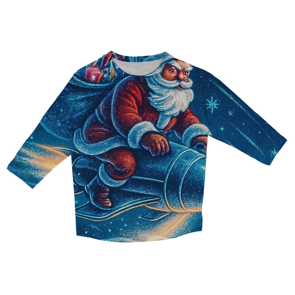 Santa Comet Sleigh Landing trendy 3/4 sleeve tops