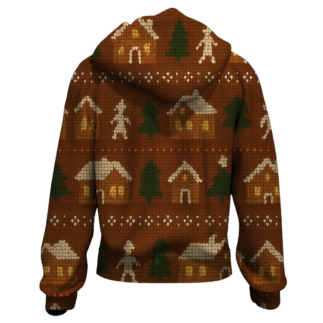 Gingerbread Pixel Village Rows Design graphic hoodies