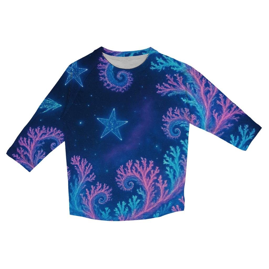 Celestial Coral Reef Galaxy casual three quarter sleeve shirts