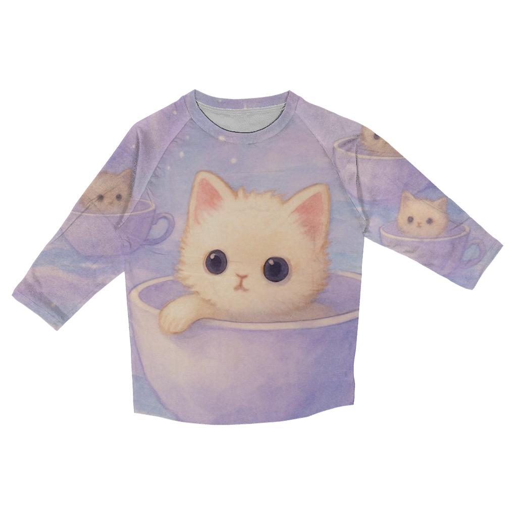 Starlit Teacup Cat Harbor designer 3/4 sleeve blouses