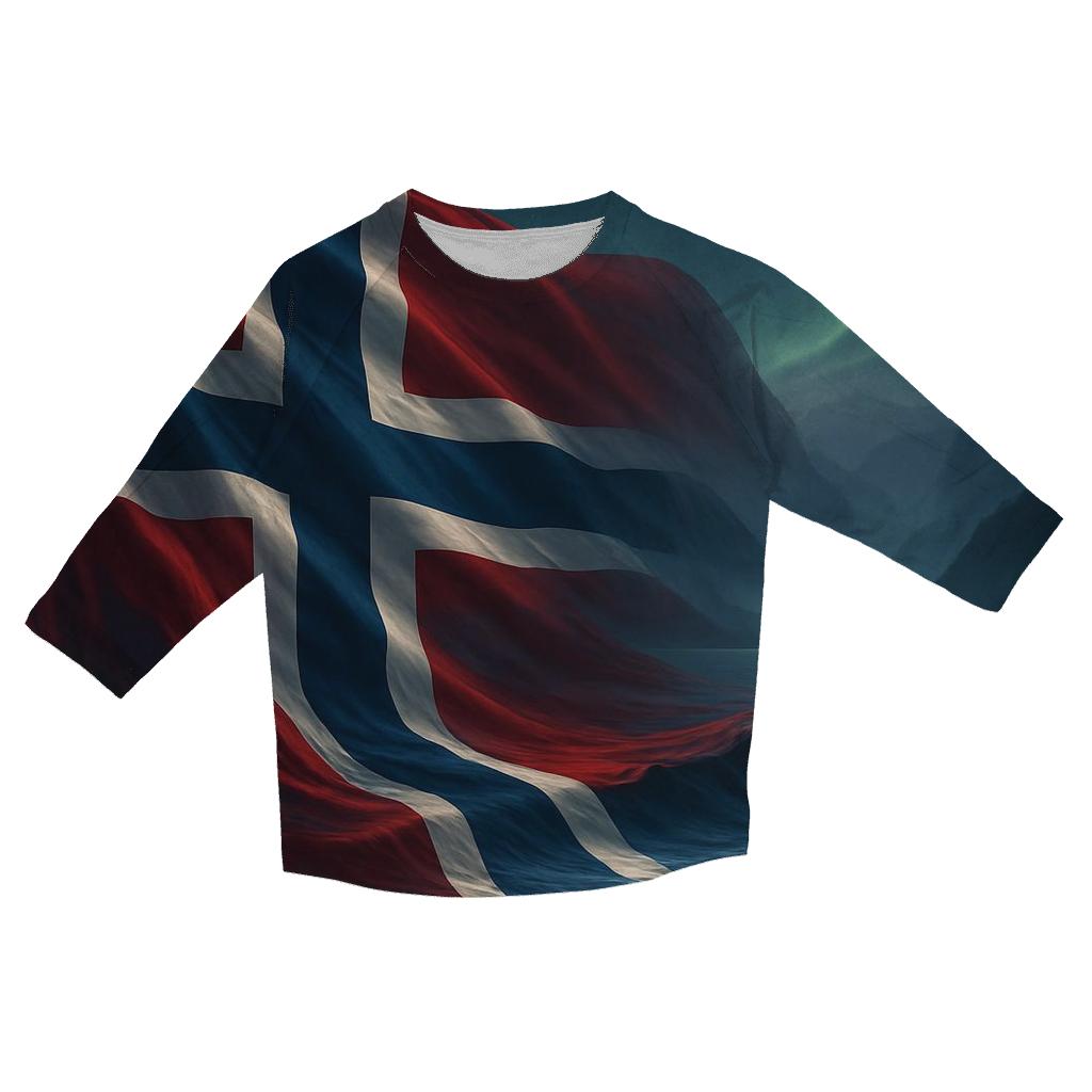 Aurora Over The Norwegian Flag Fjord designer 3/4 sleeve blouses