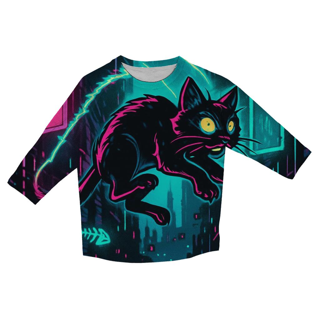 Cyber Alley Rhythm Cat printed three quarter sleeve shirts