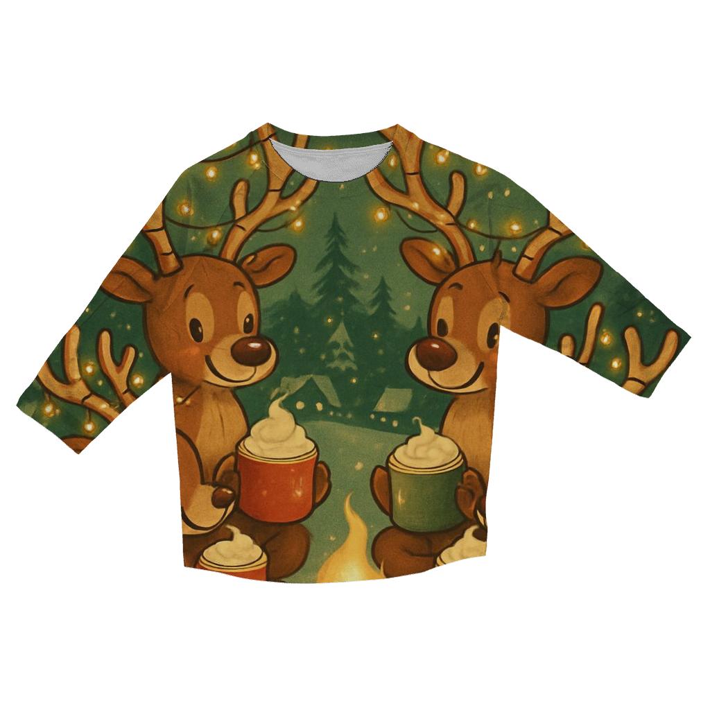 Reindeer Cocoa Campfire Circle fashion 3/4 sleeve shirts