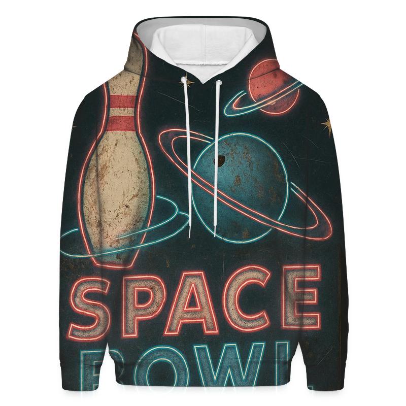 Distressed Neon Space Bowl Sign zip-up hoodies