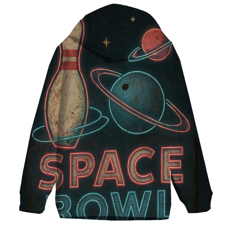 Distressed Neon Space Bowl Sign zip-up hoodies