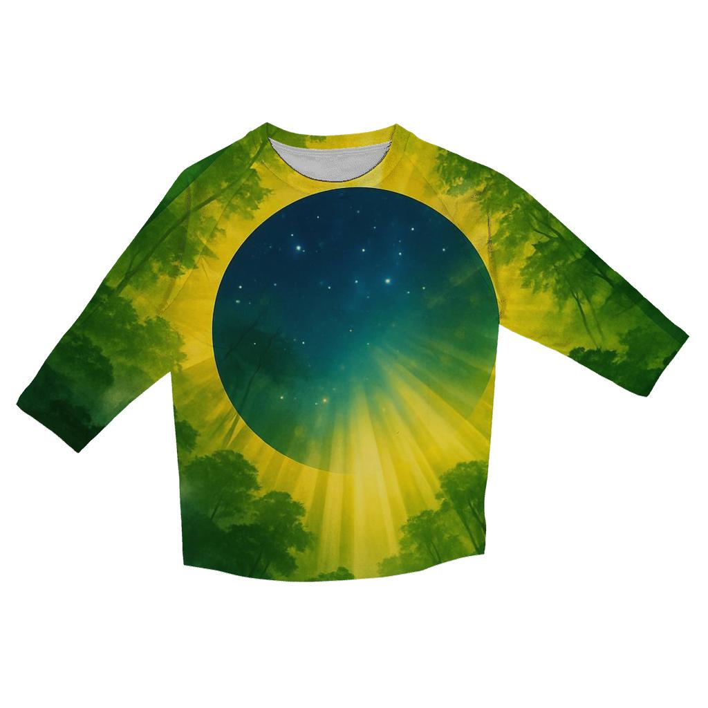 Brazilian Flag Canopy Over Rainforest Valley fashion 3/4 sleeve shirts