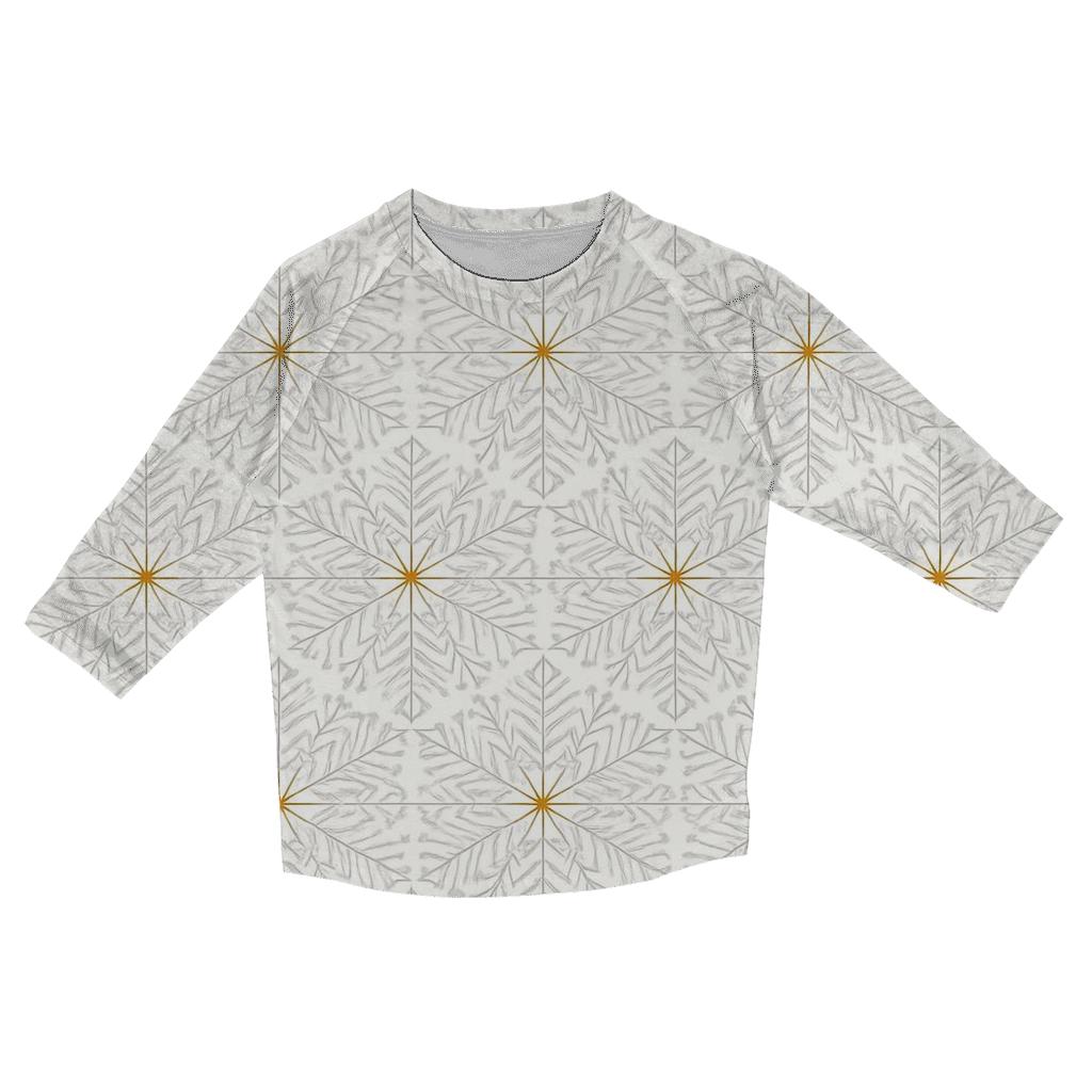 Gold Starburst Snowflake Tessellation On White casual three quarter sleeve shirts