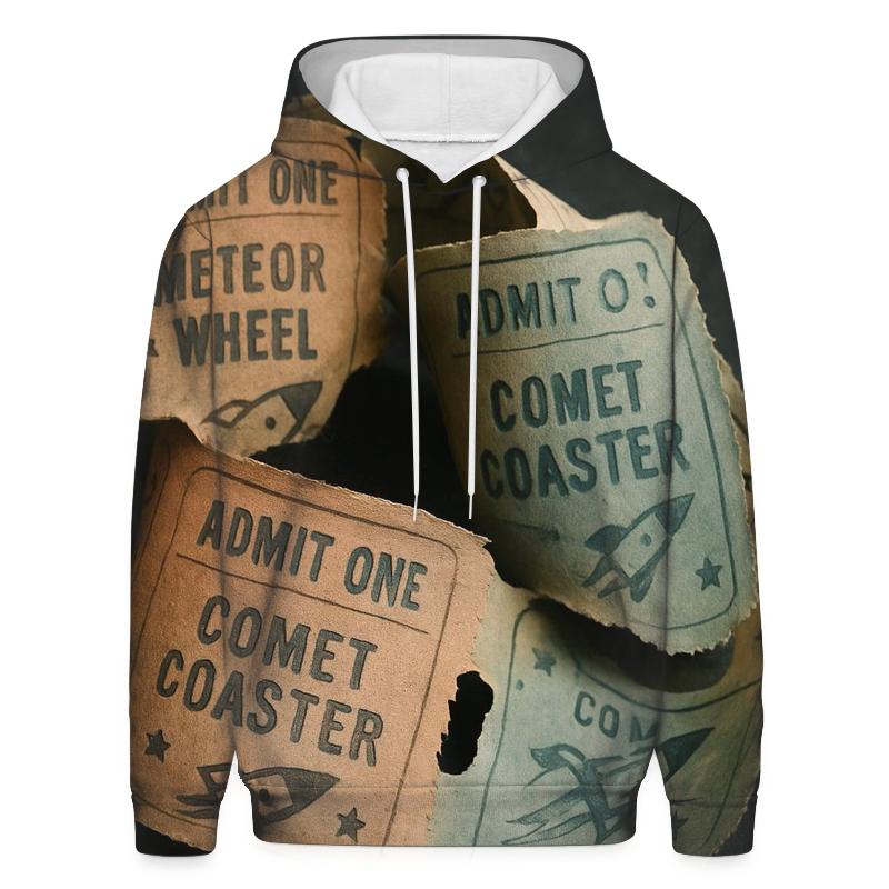 Vintage Cosmic Carnival Ticket Strip zip-up hoodies