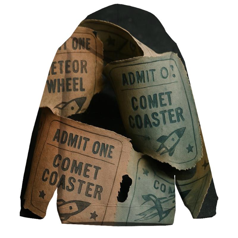 Vintage Cosmic Carnival Ticket Strip zip-up hoodies