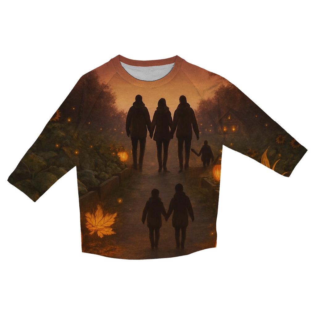 Gratitude Garden Lantern Walk trendy 3/4 sleeve tops