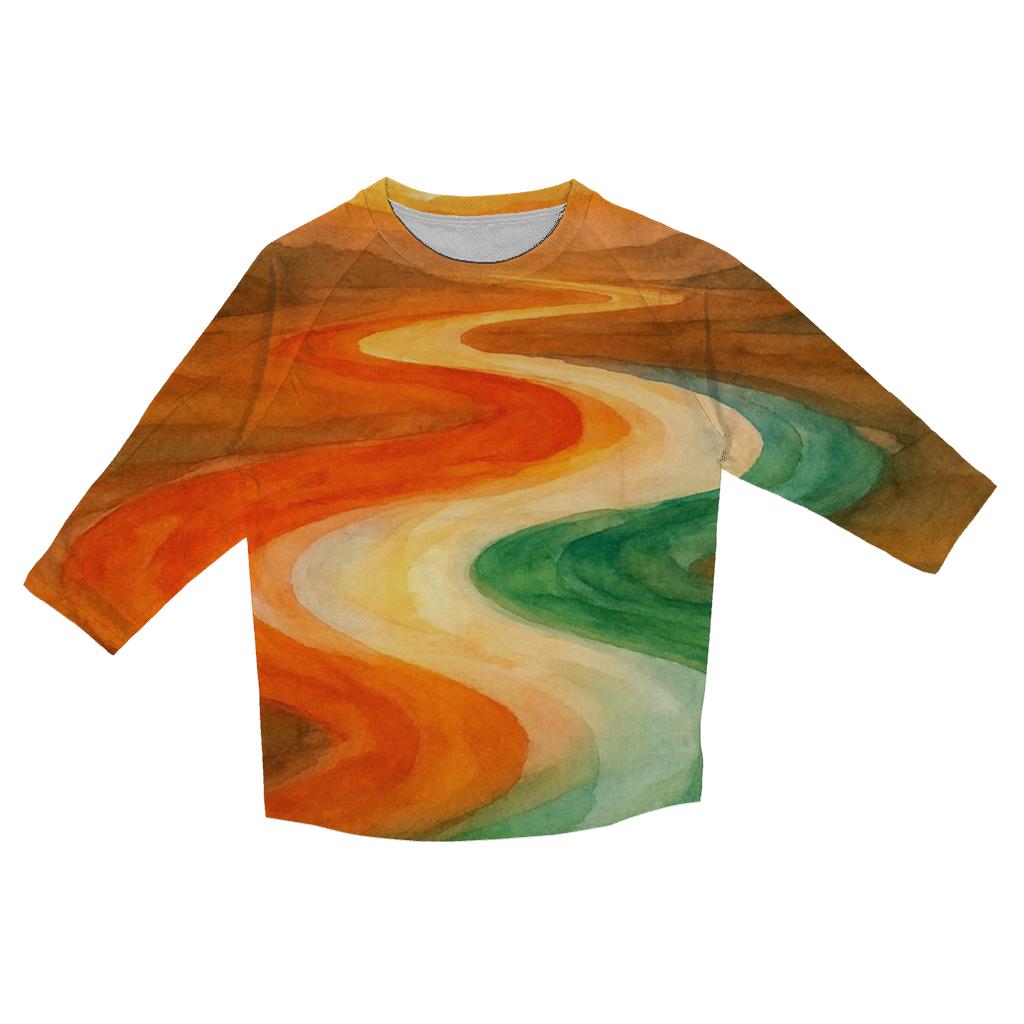 Indian Flag River Of Light At Sunset custom 3/4 sleeve shirts