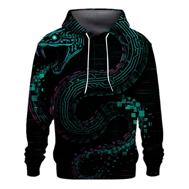 Digital Glitch Ouroboros designer hoodies