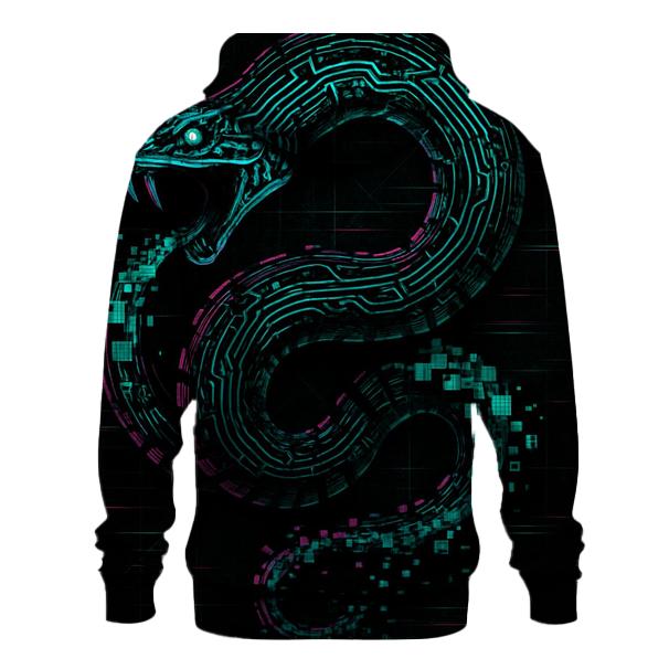 Digital Glitch Ouroboros designer hoodies