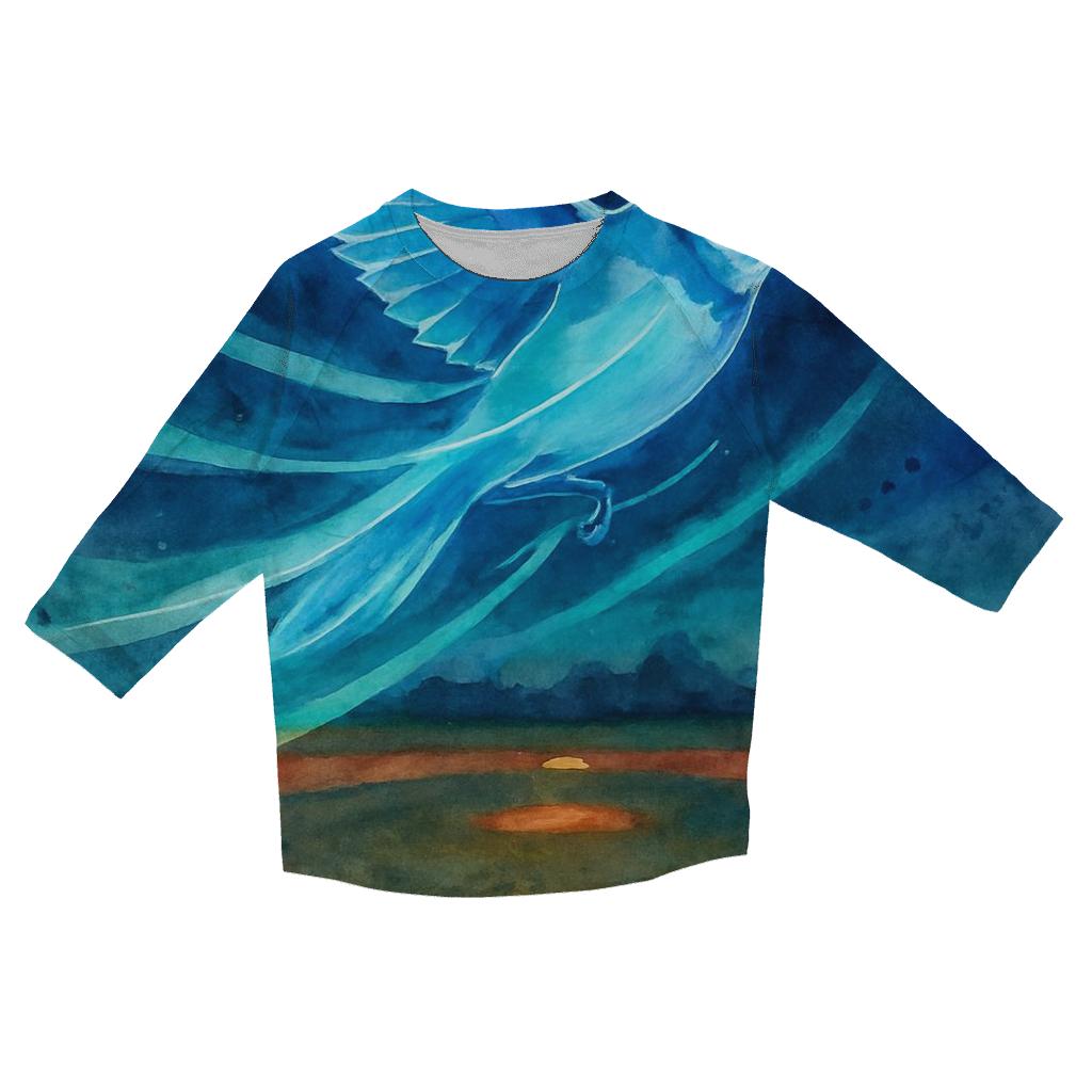 Aurora Feathers On The Diamond Blue Jays printed three quarter sleeve shirts