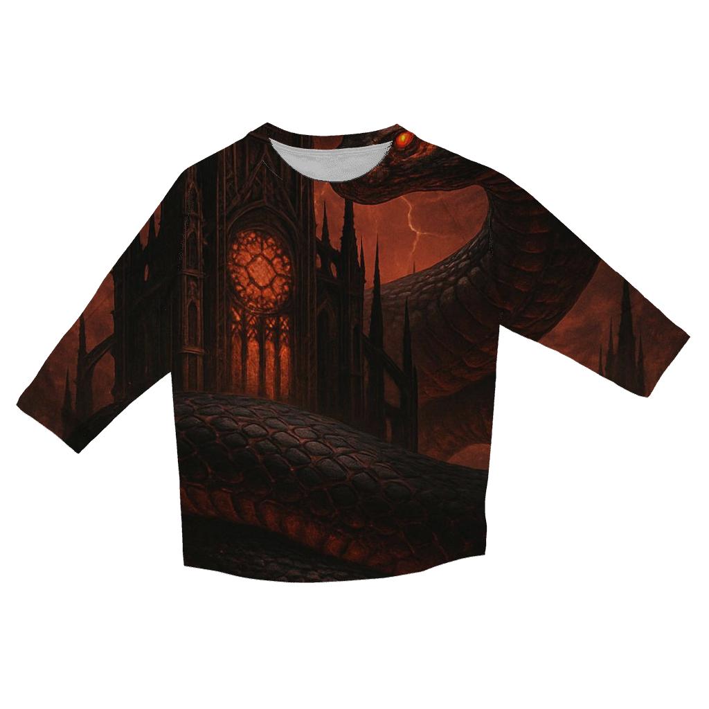 Infernal Serpent Cathedral stylish quarter sleeve tops