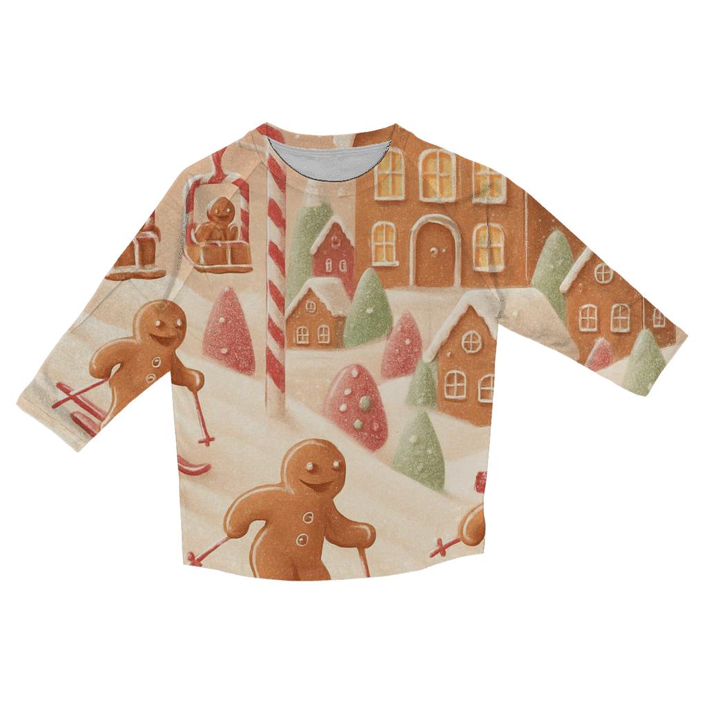 Gingerbread Ski Village Rush stylish quarter sleeve tops