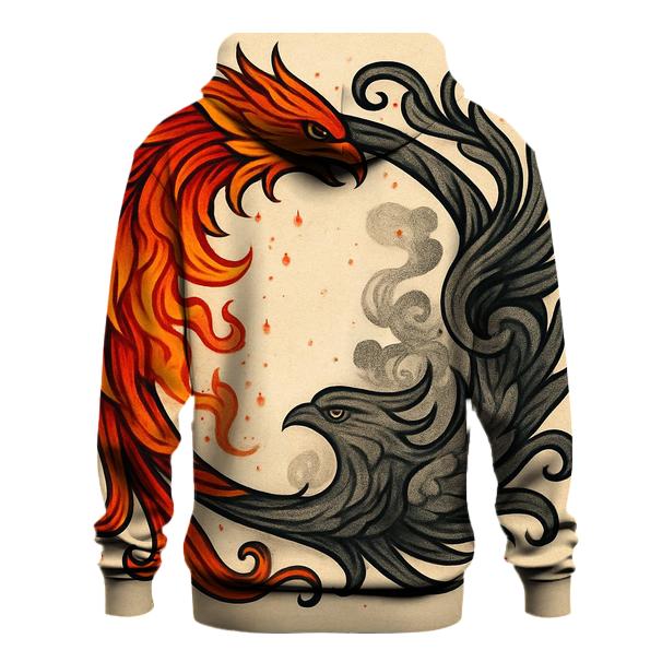Twin Phoenix Ouroboros printed hoodies