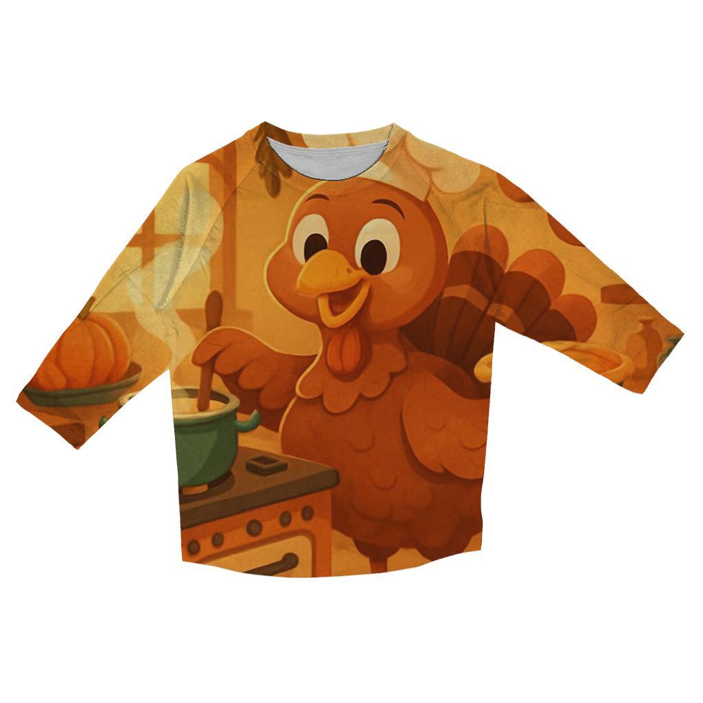 Turkey Chef Cozy Kitchen Feast casual three quarter sleeve shirts