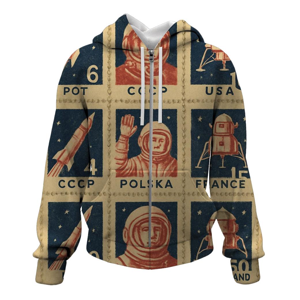 Retro Space Race Stamp Sheet hoodie styles