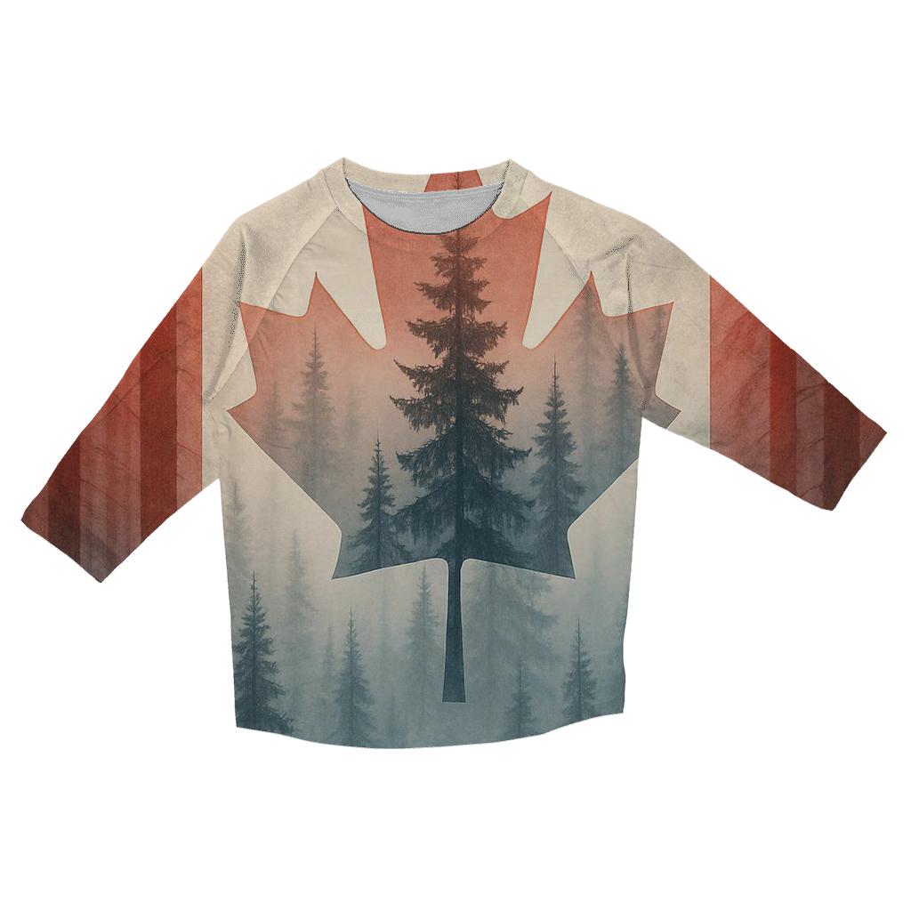 Canadian Flag Forest Double Exposure personalized 3/4 sleeve tees
