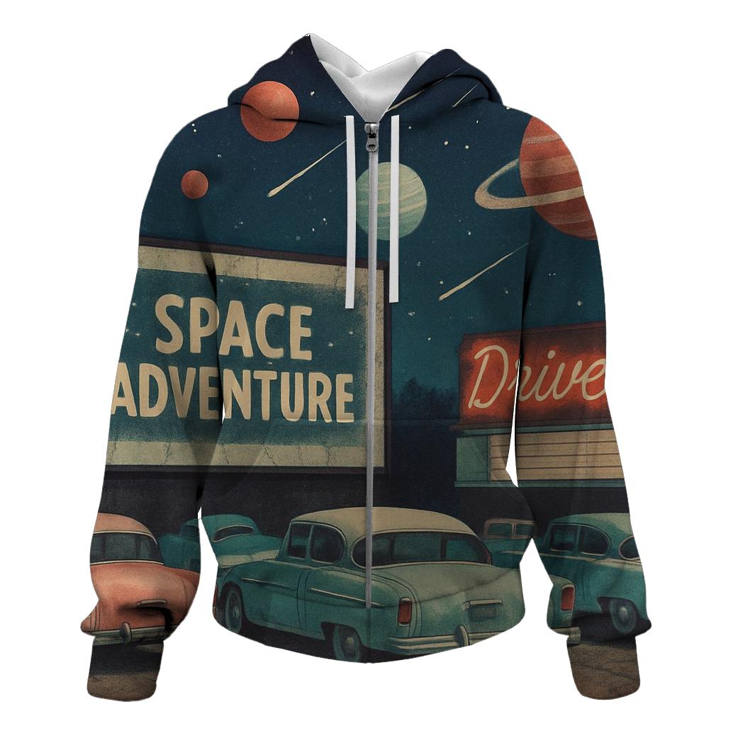Vintage Cosmic Drive In Scene hoodie designs