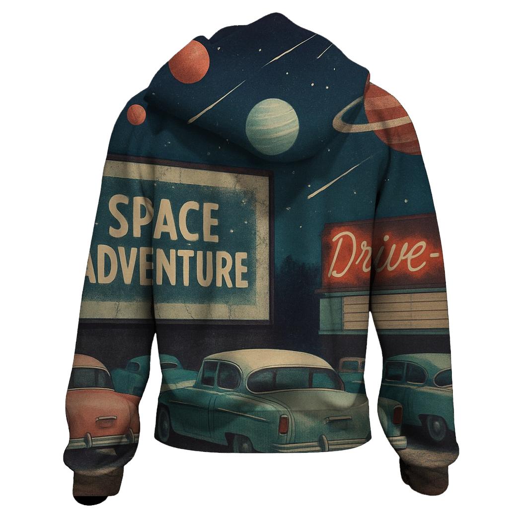 Vintage Cosmic Drive In Scene hoodie designs