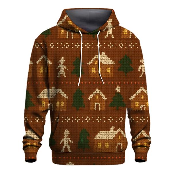 Gingerbread Pixel Village Rows Design printed hoodies