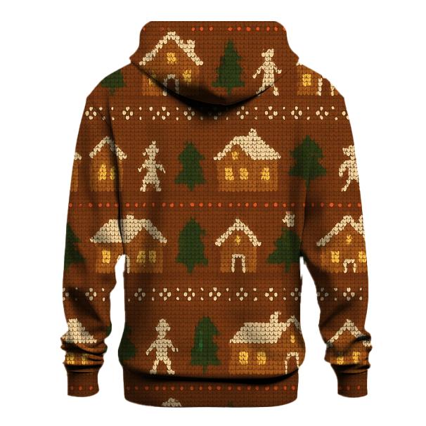 Gingerbread Pixel Village Rows Design printed hoodies