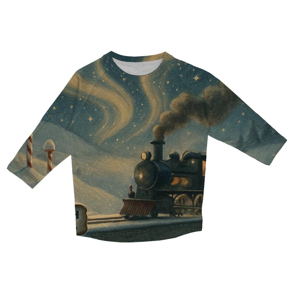 North Pole Aurora Train Ride casual three quarter sleeve shirts