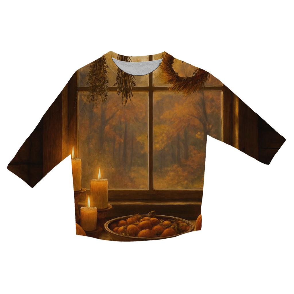 Autumn Cabin Window Of Thanks casual three quarter sleeve shirts
