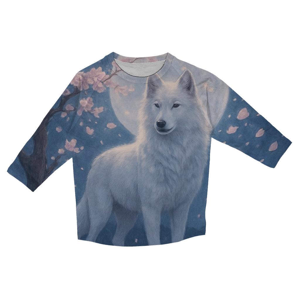 Moonlit Sakura Sentinel printed three quarter sleeve shirts