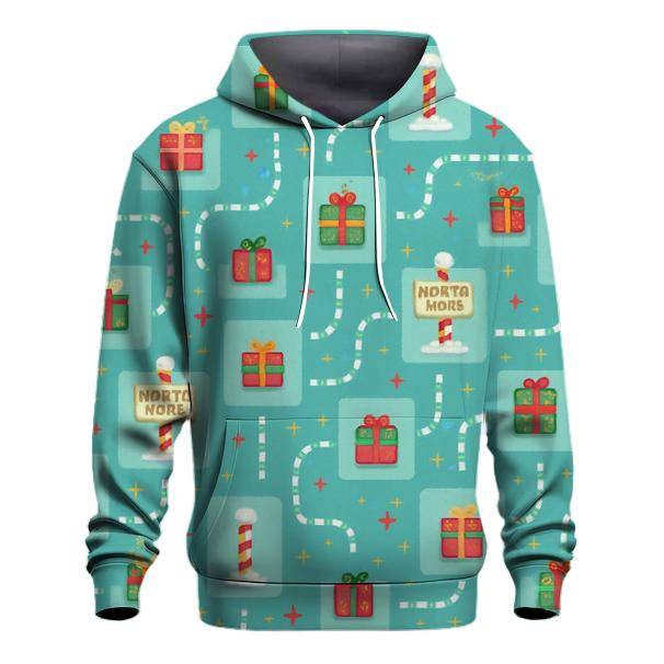 North Pole Signpost Tile Trail Design premium hoodies