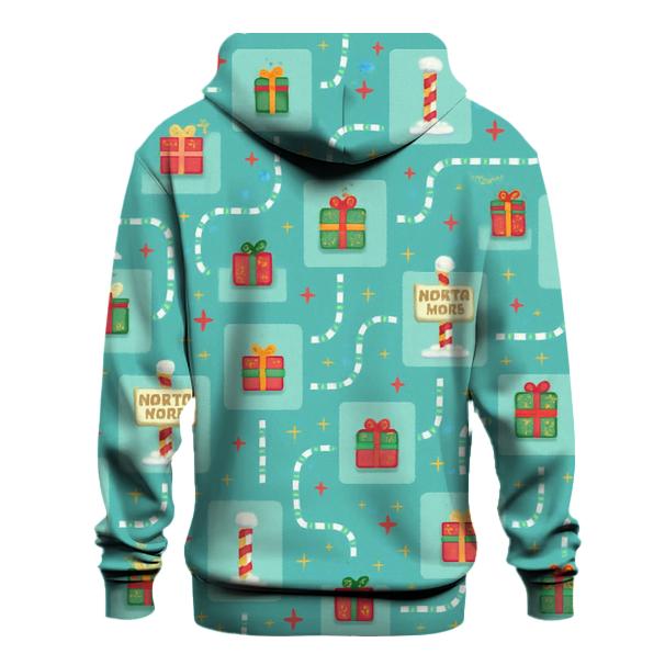 North Pole Signpost Tile Trail Design premium hoodies
