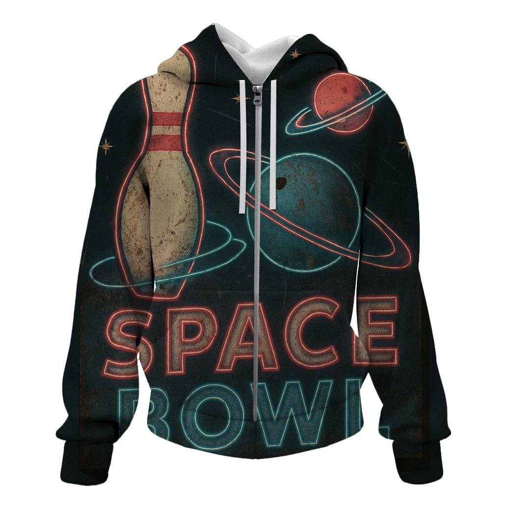 Distressed Neon Space Bowl Sign designer hoodies