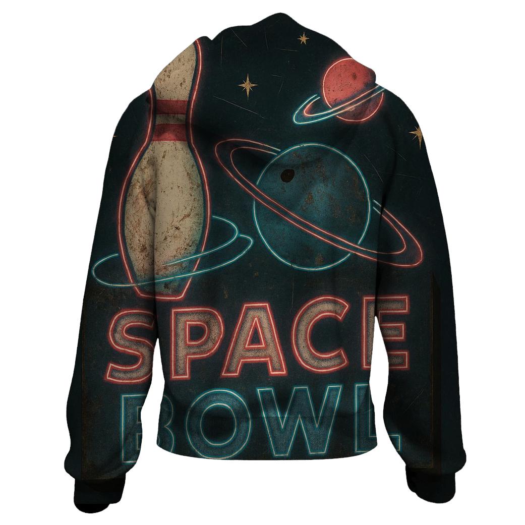 Distressed Neon Space Bowl Sign designer hoodies
