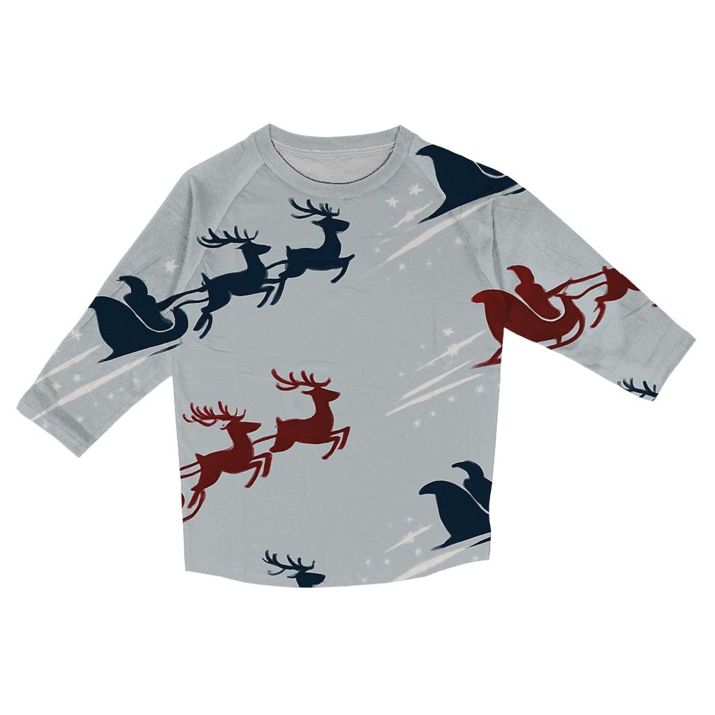 Polar Comet Sleigh And Reindeer Diagonal Array casual three quarter sleeve shirts