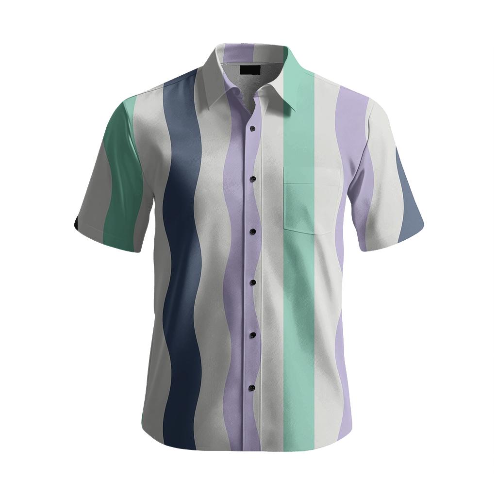 Aurora Ribbon Stripe Panel embroidered logo shirts