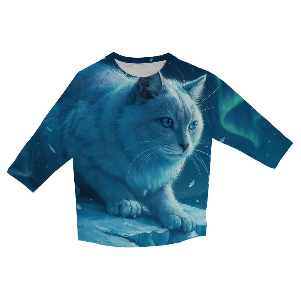 Glacial Aurora Hunter Cat designer 3/4 sleeve blouses