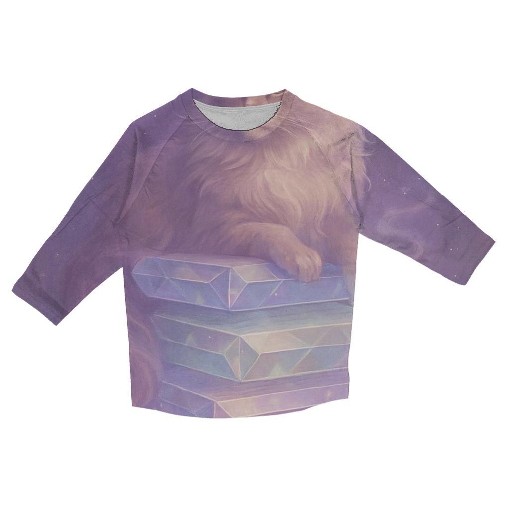 Crystal Library Reading Cat printed three quarter sleeve shirts