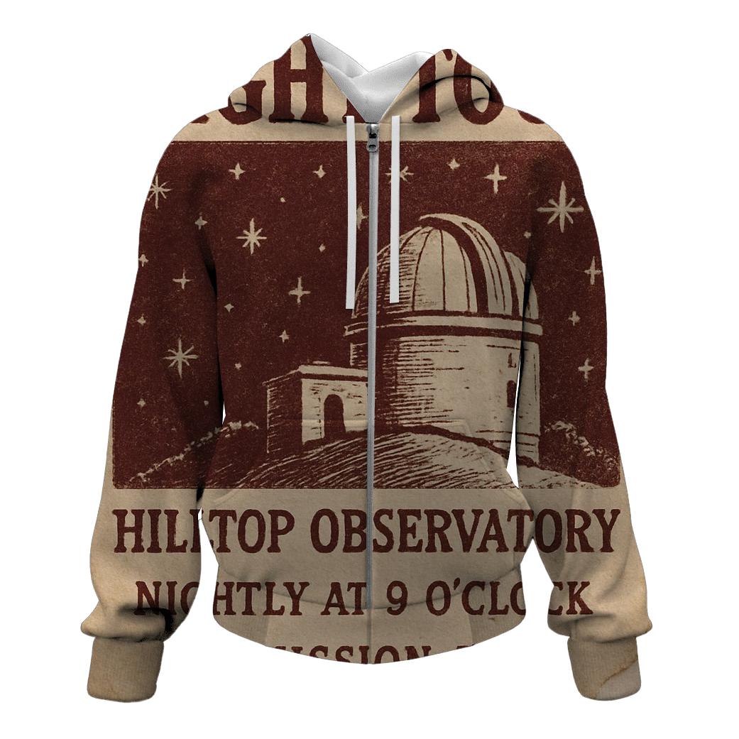 Old Observatory Night Tour Flyer printed hoodies