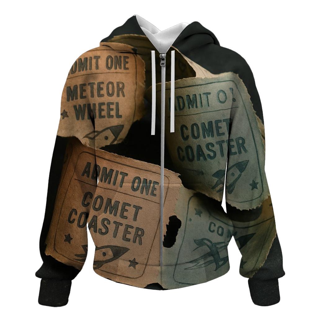 Vintage Cosmic Carnival Ticket Strip designer hoodies