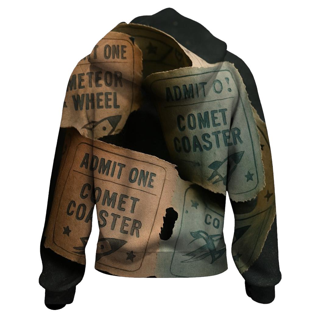 Vintage Cosmic Carnival Ticket Strip designer hoodies