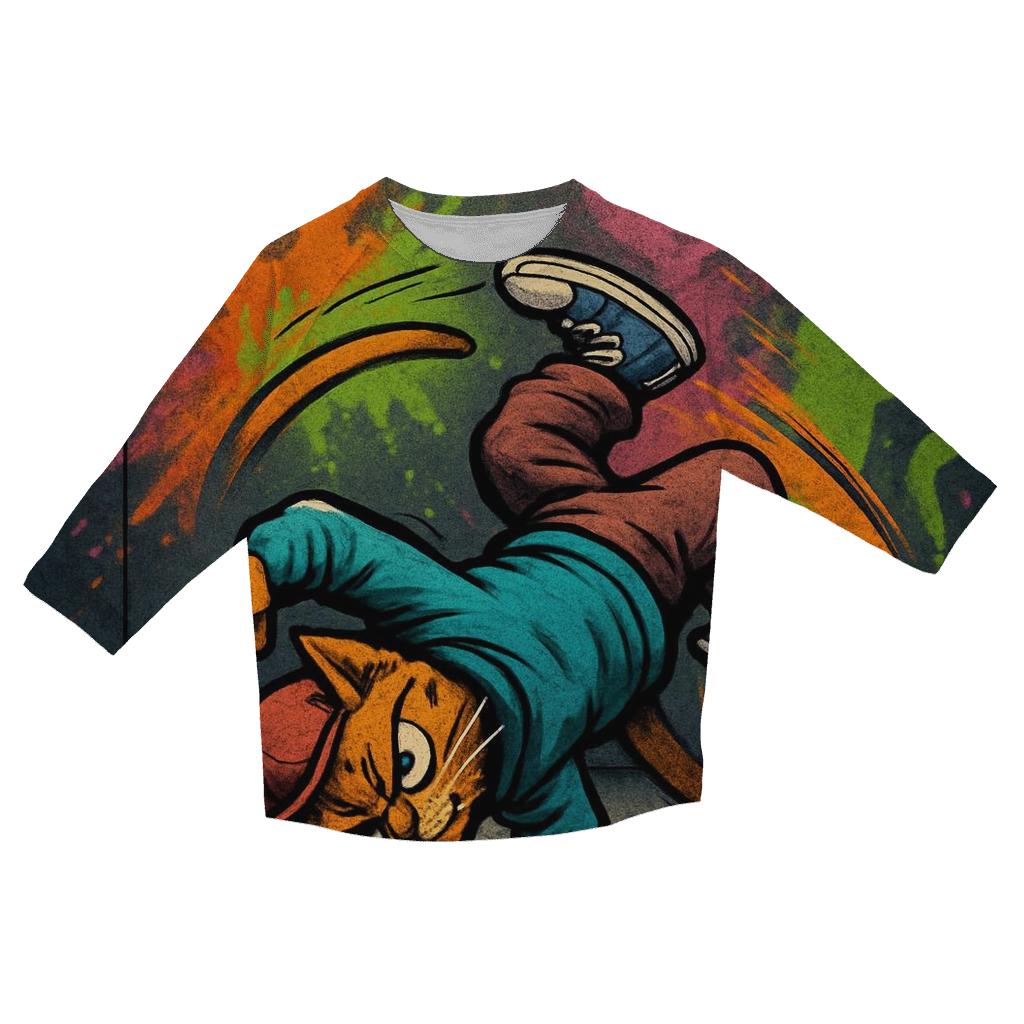Street Graffiti Breakdance Cat casual three quarter sleeve shirts