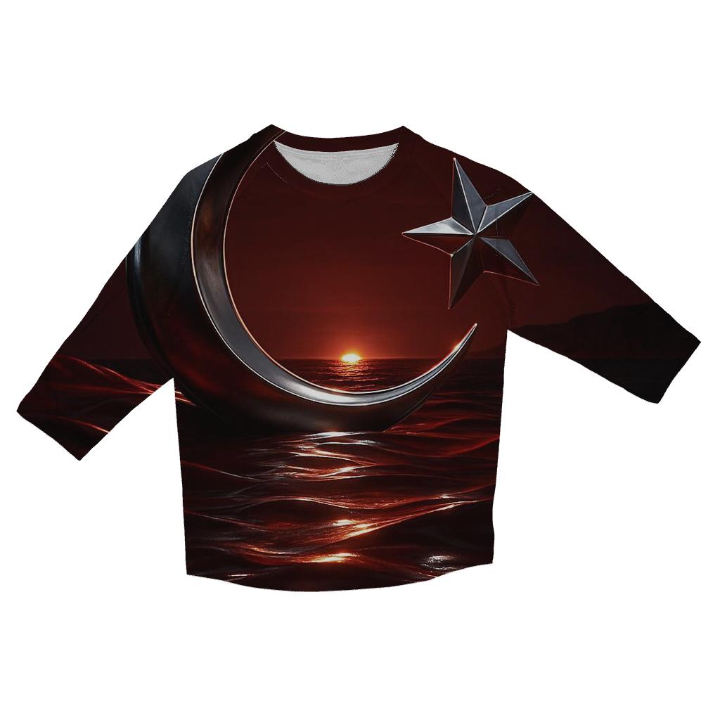 Turkish Flag Moon Over Anatolian Coast cotton quarter sleeve shirts