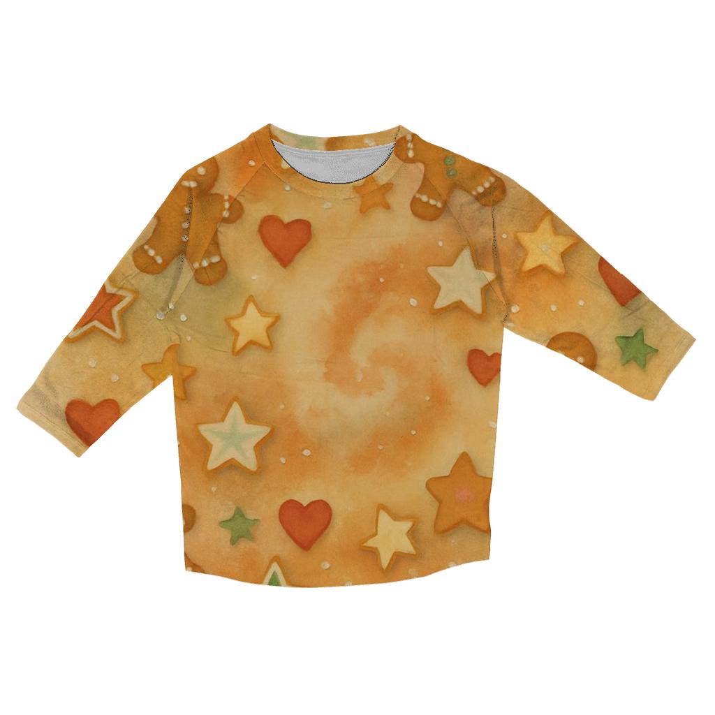 Gingerbread Star Nebula Scatter On Warm Beige fashion 3/4 sleeve shirts
