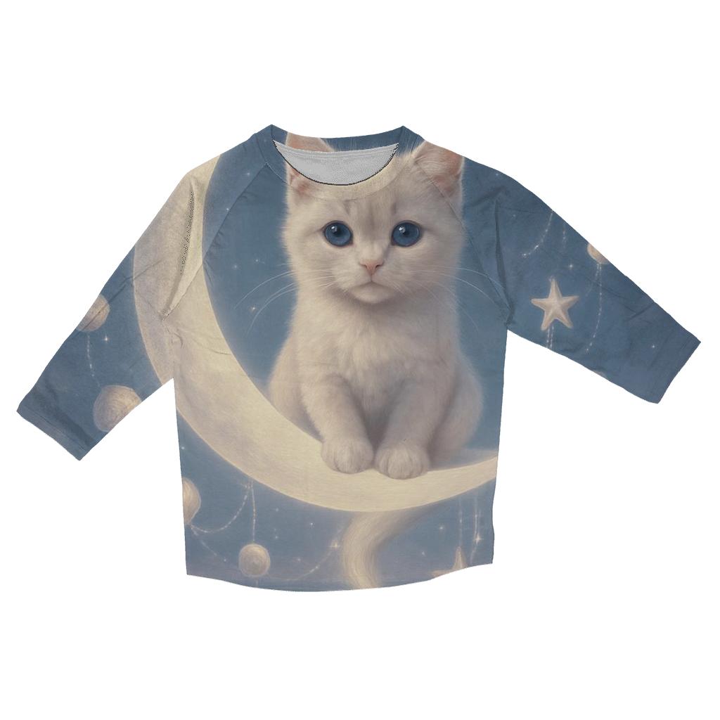 Lunar Tide Shell Whisper Cat printed three quarter sleeve shirts
