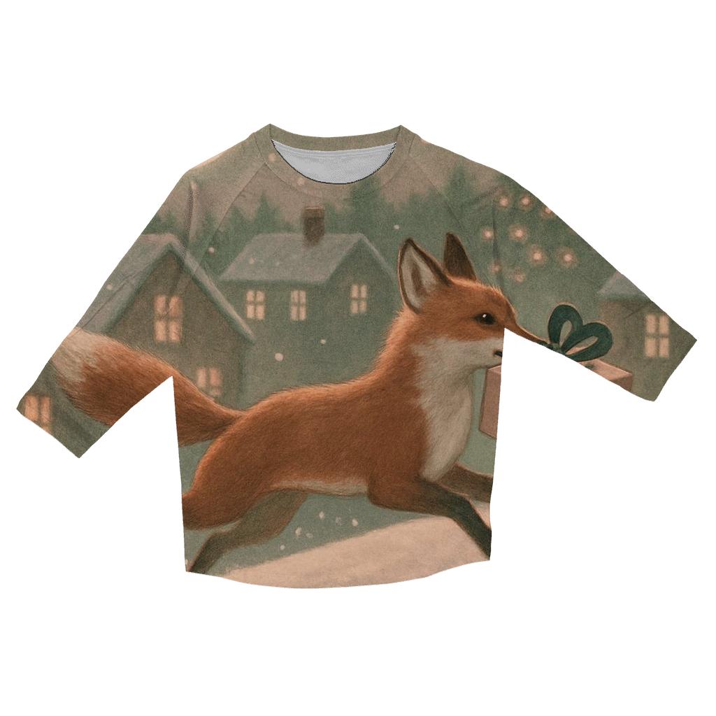 Midnight Christmas Fox Gift Courier personalized 3/4 sleeve tees