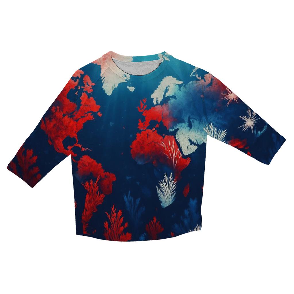Australian Flag Reef World Map casual three quarter sleeve shirts