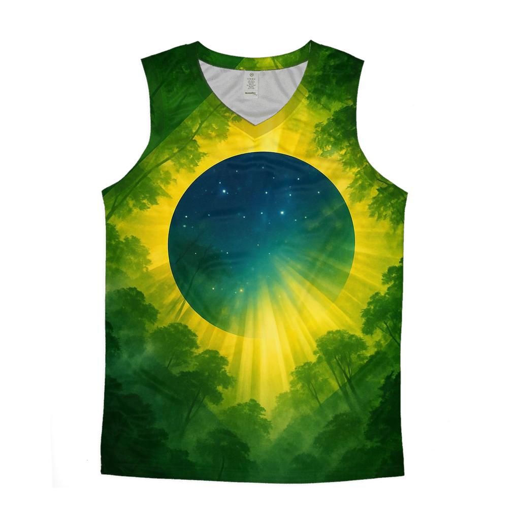 Brazilian Flag Canopy Over Rainforest Valley custom tank tops