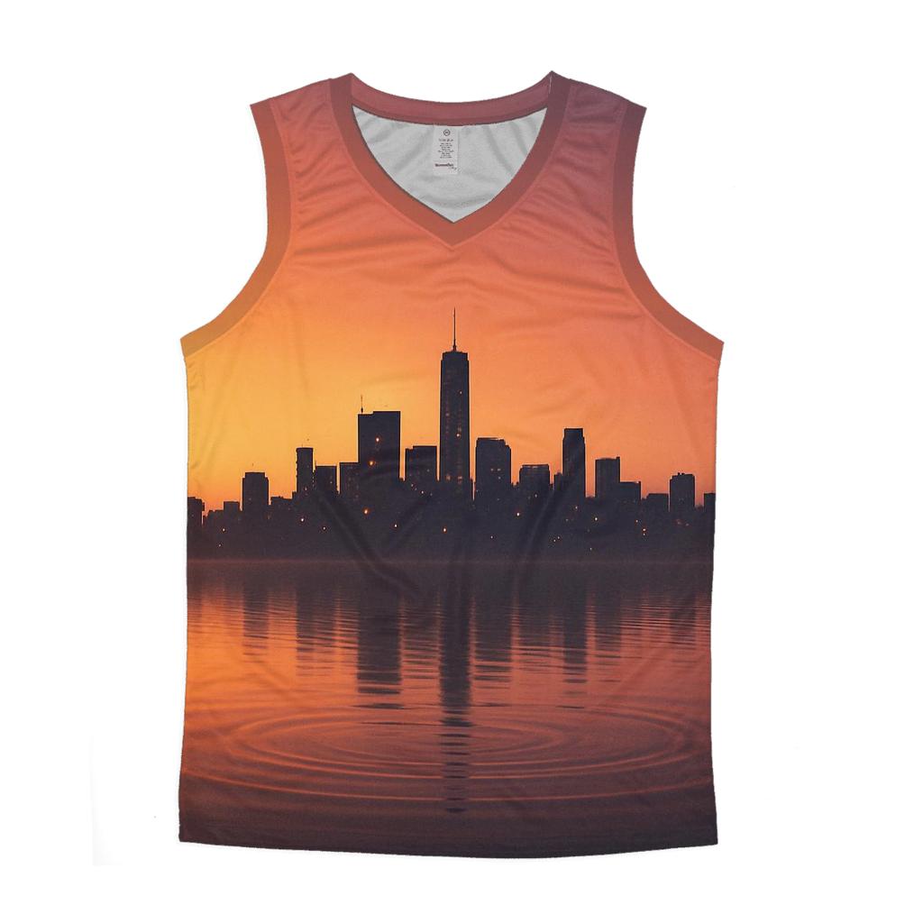 Skyline Reverie At Golden Hour Drift designer workout tanks